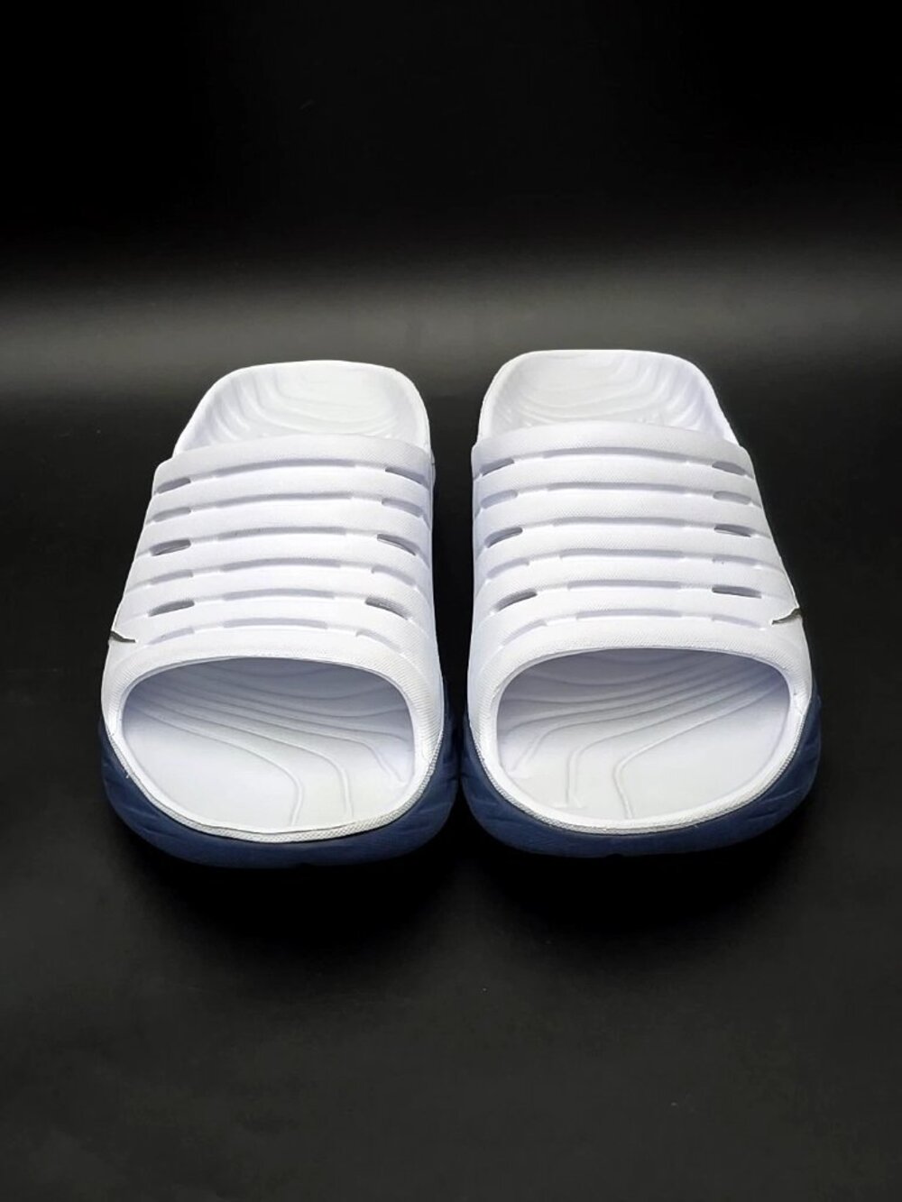 Hoka One One White and Blue Slide Sandals - Picture 4 of 14